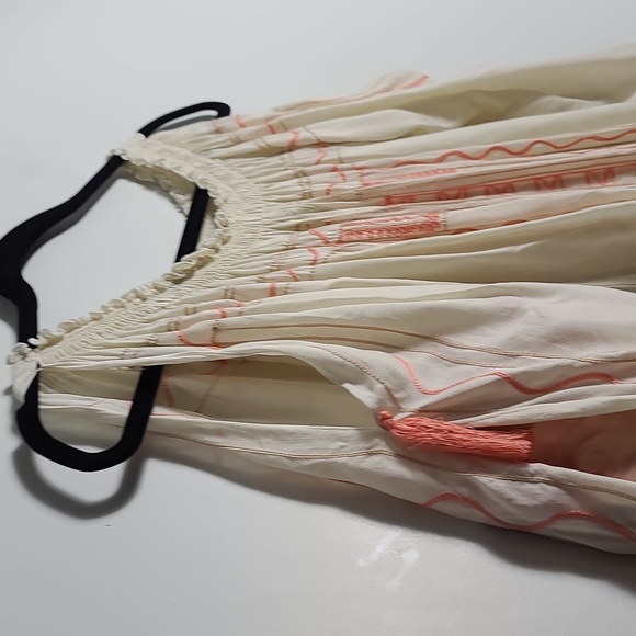 NORTH SHORE Cream Open Shoulder Cover Up with Orange Embroider Size S/M - Picture 7 of 16